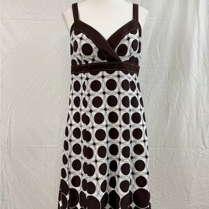 Kim Rogers Chocolate and withe polka dots Midi Dress